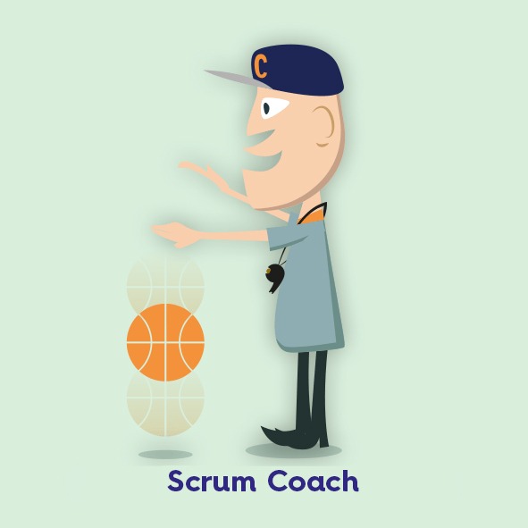 Scrum Coach Figur spielt Basketball