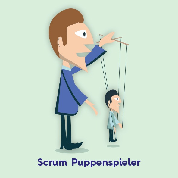 Scrum Puppenspieler Figur mit einer Marionette